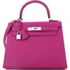 Pre-owned Hermes  Hermes Kelly Handbag Pink Epsom With Palladium Hardware 28 In Pink