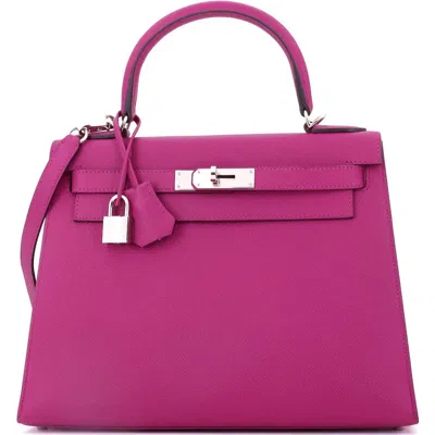 Pre-owned Hermes  Hermes Kelly Handbag Pink Epsom With Palladium Hardware 28