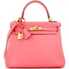 Pre-owned Hermes  Hermes Kelly Handbag Pink Swift With Gold Hardware 25 In Pink