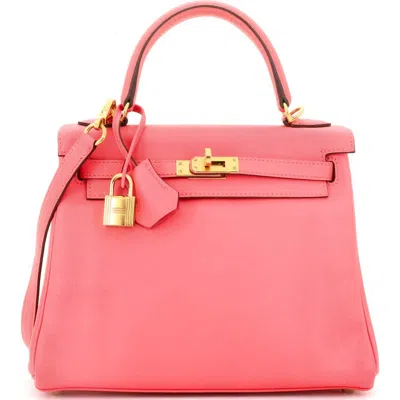 Pre-owned Hermes  Hermes Kelly Handbag Pink Swift With Gold Hardware 25