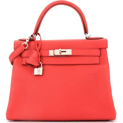 Pre-owned Hermes  Hermes Kelly Handbag Pink Togo With Palladium Hardware 28 In Purple