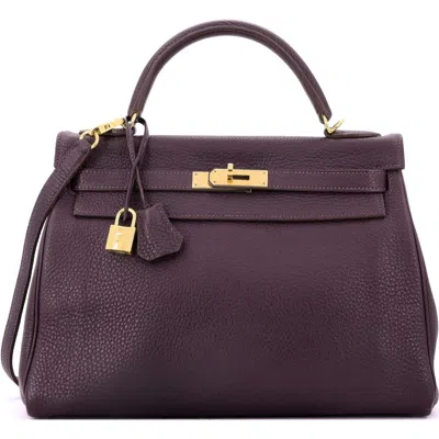 Pre-owned Hermes  Hermes Kelly Handbag Purple Togo With Gold Hardware 32