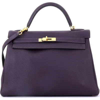 Pre-owned Hermes  Hermes Kelly Handbag Purple Togo With Gold Hardware 32