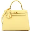 Pre-owned Hermes  Hermes Kelly Handbag Yellow Epsom With Gold Hardware 25