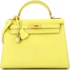 Pre-owned Hermes  Hermes Kelly Handbag Yellow Epsom With Palladium Hardware 28 In Yellow