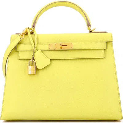 PRE-OWNED HERMES PRE-OWNED HERMES KELLY HANDBAG YELLOW EPSOM WITH GOLD HARDWARE 28