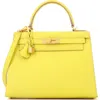 Pre-owned Hermes  Hermes Kelly Handbag Yellow Epsom With Gold Hardware 28 In Yellow