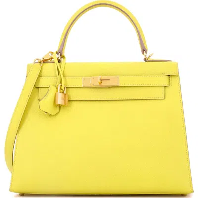Pre-owned Hermes  Hermes Kelly Handbag Yellow Epsom With Gold Hardware 28