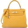 Pre-owned Hermes  Hermes Kelly Handbag Yellow Togo With Gold Hardware 28 In Yellow