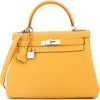 Pre-owned Hermes  Hermes Kelly Handbag Yellow Togo With Palladium Hardware 28 In Yellow