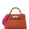 Pre-owned Hermes  Hermes Kelly Mini Ii Amazone Handbag Brown Chevre Mysore With Palladium Hardware 20