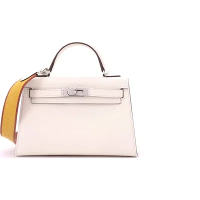 Pre-owned Hermes  Hermes Kelly Mini Ii Amazone Handbag Light Epsom With Palladium Hardware 20 In Brown