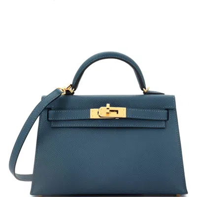 Pre-owned Hermes  Hermes Kelly Mini Ii Bag Blue Epsom With Gold Hardware 20
