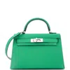 Pre-owned Hermes  Hermes Kelly Mini Ii Bag Green Chevre Mysore With Palladium Hardware 20 In Green