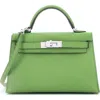 Pre-owned Hermes  Hermes Kelly Mini Ii Bag Green Epsom With Palladium Hardware 20 In Green