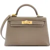 Pre-owned Hermes  Hermes Kelly Mini Ii Bag Grey Madame With Gold Hardware 20 In Brown