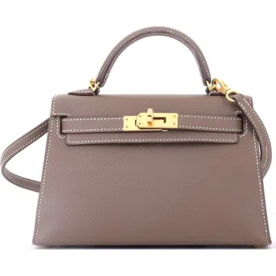 Pre-owned Hermes  Hermes Kelly Mini Ii Bag Grey Epsom With Gold Hardware 20 In Brown