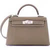 Pre-owned Hermes  Hermes Kelly Mini Ii Bag Grey Epsom With Palladium Hardware 20 In Brown