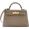 Pre-owned Hermes  Hermes Kelly Mini Ii Bag Grey Madame With Gold Hardware 20 In Brown