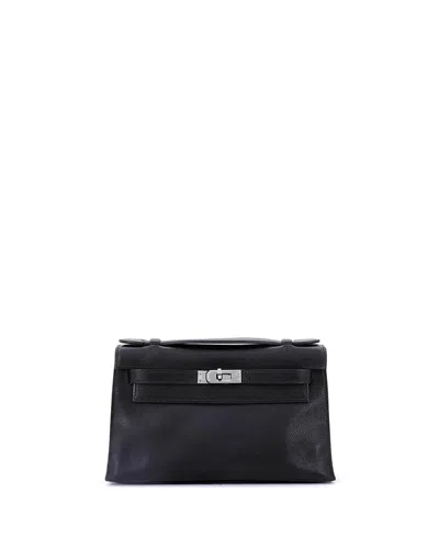 Pre-owned Pre-owned Hermes  Hermes Kelly Pochette Evercalf In Black