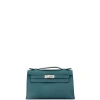 Pre-owned Hermes  Hermes Kelly Pochette Swift In Blue