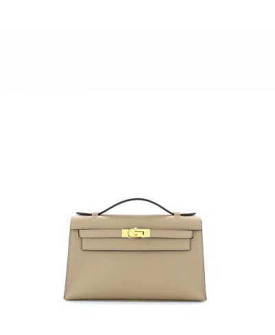 Pre-owned Pre-owned Hermes  Hermes Kelly Pochette Swift In Neutral