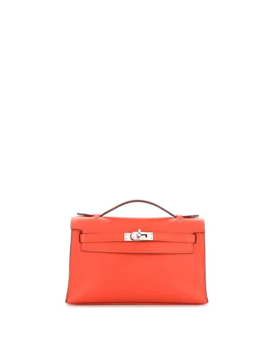 Pre-owned Pre-owned Hermes  Hermes Kelly Pochette Swift In Orange