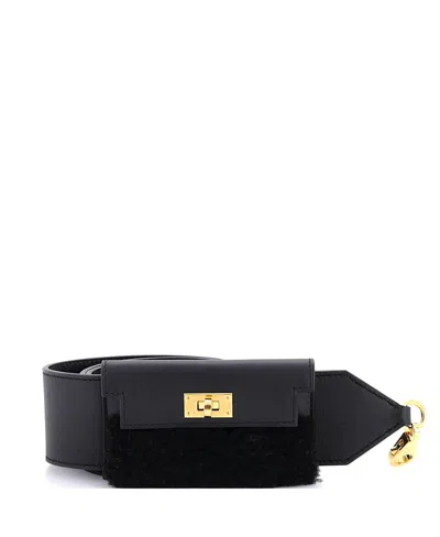 Pre-owned Pre-owned Hermes  Hermes Kelly Pocket Bag Shoulder Strap Swift And Shearling In Black