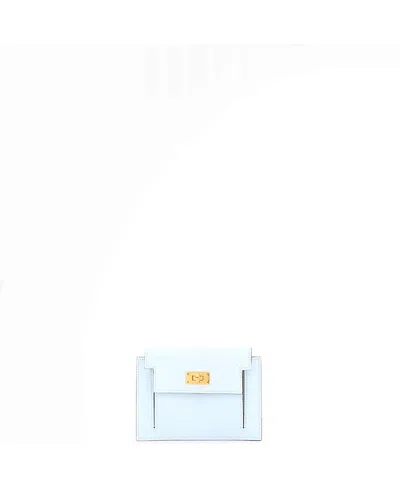 Pre-owned Pre-owned Hermes  Hermes Kelly Pocket Compact Wallet Chevre Mysore In Blue
