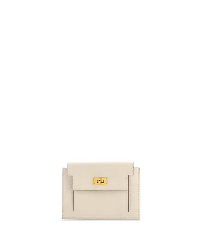 Pre-owned Pre-owned Hermes  Hermes Kelly Pocket Compact Wallet Epsom In Neutral