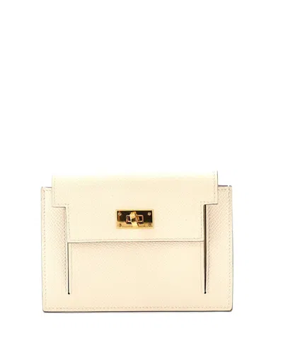 Pre-owned Pre-owned Hermes  Hermes Kelly Pocket Compact Wallet Epsom In Neutral