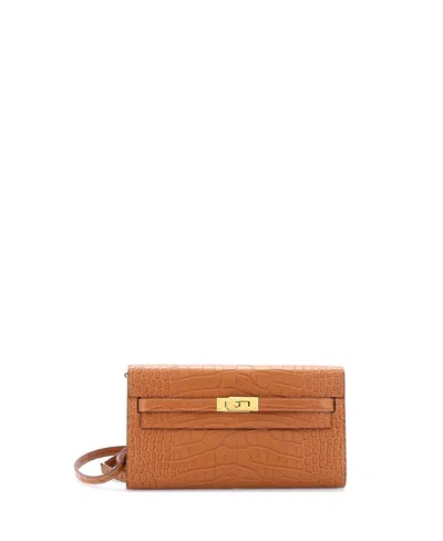 Pre-owned Pre-owned Hermes  Hermes Kelly To Go Wallet Alligator In Brown