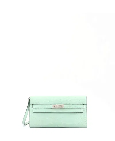 Pre-owned Pre-owned Hermes  Hermes Kelly To Go Wallet Alligator In Green