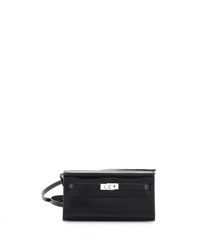 Pre-owned Hermes  Hermes Kelly To Go Wallet Box Calf In Black