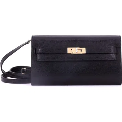 Pre-owned Hermes  Hermes Kelly To Go Wallet Chevre Chamkila In Black