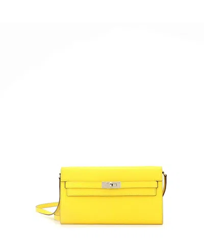 Pre-owned Pre-owned Hermes  Hermes Kelly To Go Wallet Chevre Mysore In Yellow