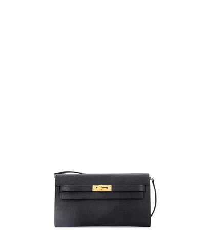 Pre-owned Pre-owned Hermes  Hermes Kelly To Go Wallet Chevre Mysore In Black