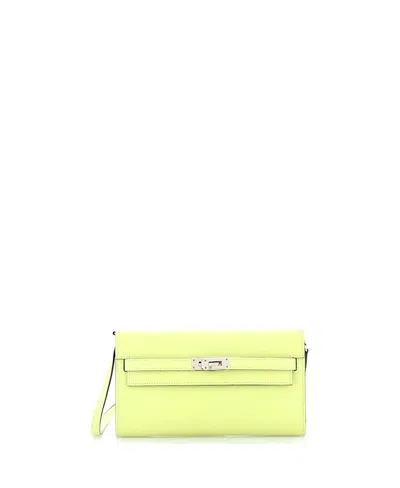 Pre-owned Pre-owned Hermes  Hermes Kelly To Go Wallet Chevre Mysore In Green
