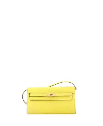Pre-owned Pre-owned Hermes  Hermes Kelly To Go Wallet Chevre Mysore In Yellow