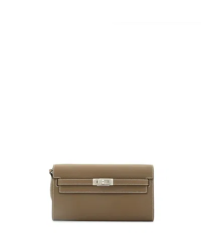 Pre-owned Pre-owned Hermes  Hermes Kelly To Go Wallet Epsom In Gray