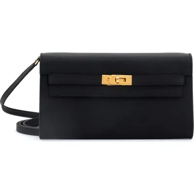 Pre-owned Hermes  Hermes Kelly To Go Wallet Epsom In Black