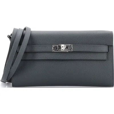 Pre-owned Hermes  Hermes Kelly To Go Wallet Epsom In Black