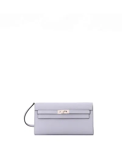 Pre-owned Pre-owned Hermes  Hermes Kelly To Go Wallet Epsom In Blue