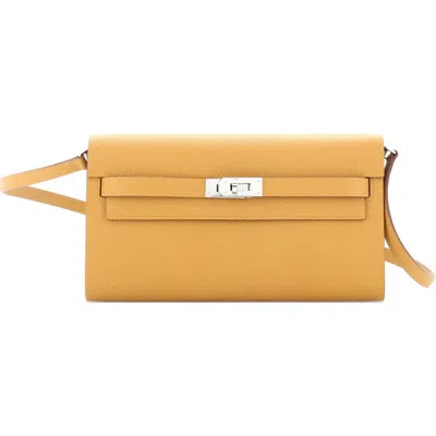 Pre-owned Hermes  Hermes Kelly To Go Wallet Epsom In Brown