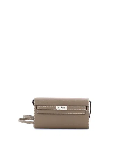 Pre-owned Pre-owned Hermes  Hermes Kelly To Go Wallet Epsom In Gray