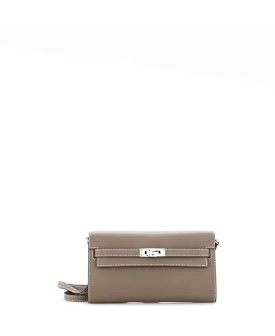 Pre-owned Pre-owned Hermes  Hermes Kelly To Go Wallet Epsom In Gray