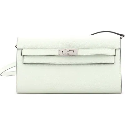Pre-owned Hermes  Hermes Kelly To Go Wallet Epsom In Green
