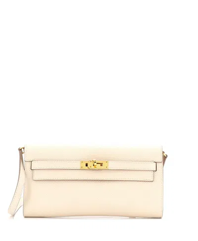Pre-owned Pre-owned Hermes  Hermes Kelly To Go Wallet Epsom In Neutral