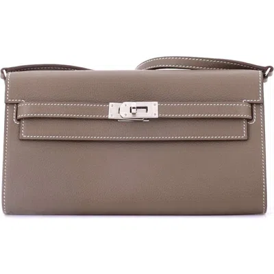 Pre-owned Hermes  Hermes Kelly To Go Wallet Evercolor In Brown