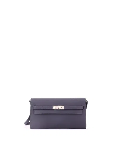 Pre-owned Pre-owned Hermes  Hermes Kelly To Go Wallet Evercolor In Gray